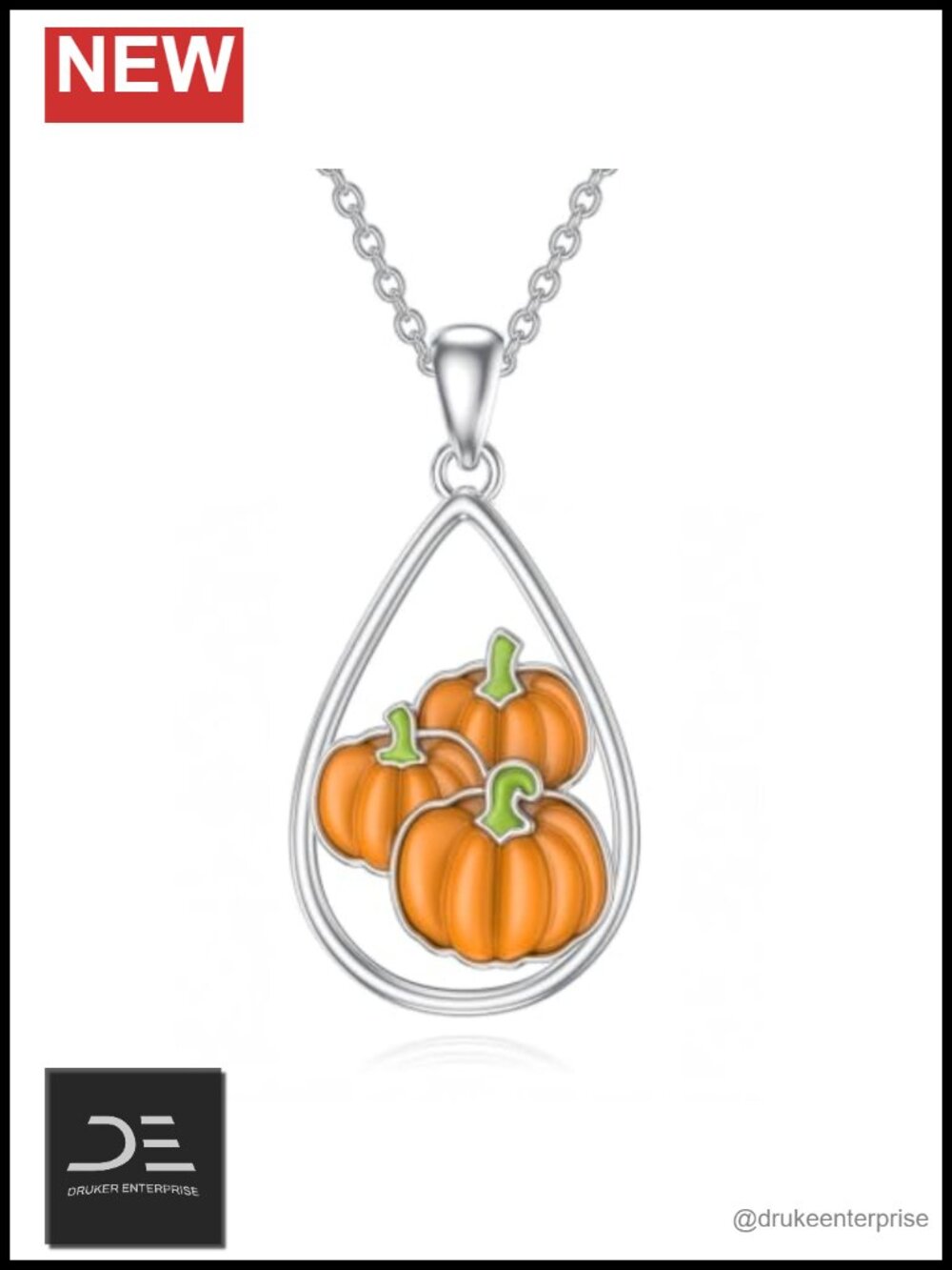 Pumpkin Pendant Necklace 925 Sterling Silver Halloween Jewelry Women Daughter